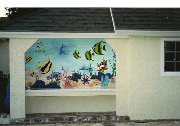 Ocean Mural, Mural Ocean Painting, Exterior Mural Painting, Fish Mural, Underwater Mural, Seascape Mural,