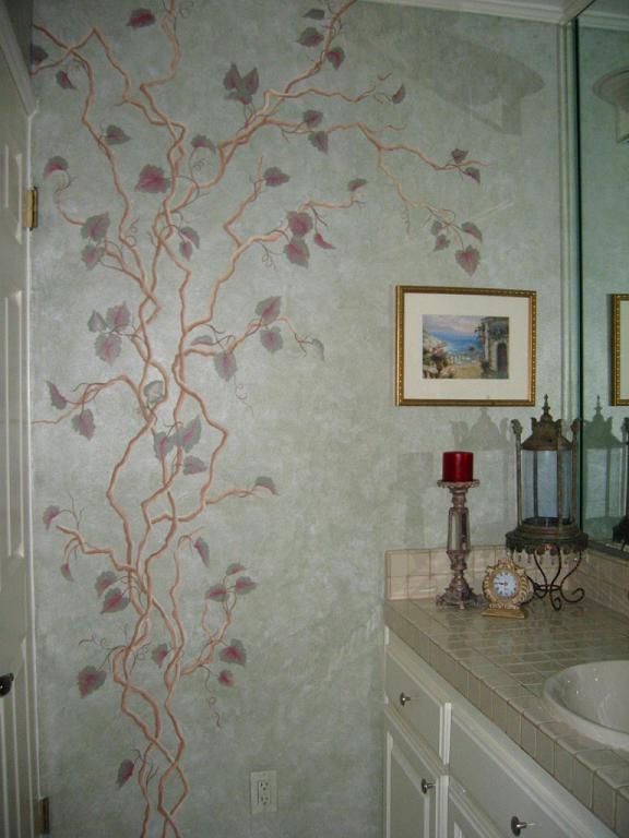 Mural, Vine Mural, Bathroom Mural, Bathroom Vine Mural, Granada Hills, Faux Painting, Faux Painted Walls,