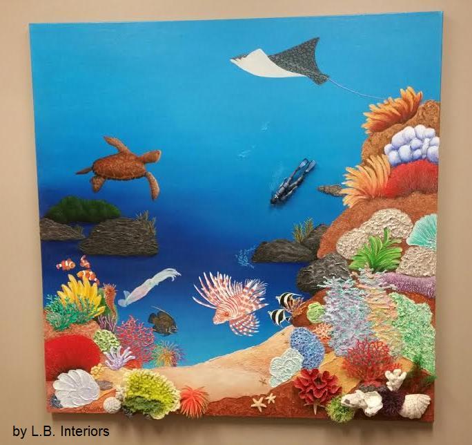 Custom Canvas Art, L.B. Interiors, Interior Design, Artist, Custom Artwork, custom 3D art, acrylic, Wonders of the Sea,